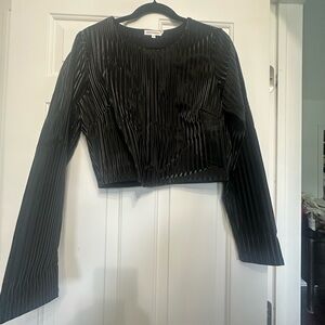 Good American Black Pleated Blouse